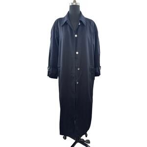 VINTAGE Alcott & Andrews Long Wool Trench Overcoat Collared Button-Up 6 FLAW